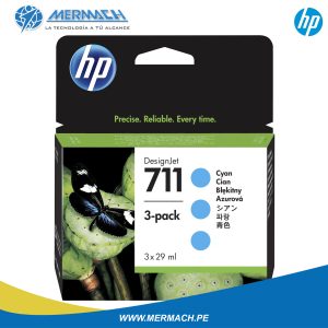 TINTA HP 711 CZ134A TRIPACK CYAN 29ML DESIGNJET T120/T125/T130/T520