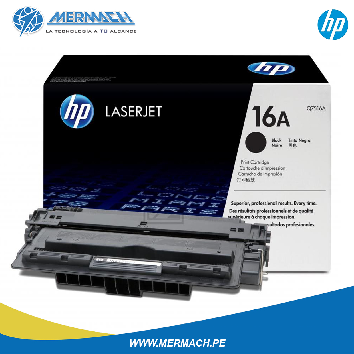 TONER HP 16A Q7516A BLACK LASERJET 5200 SERIES 12K - Imagen 2