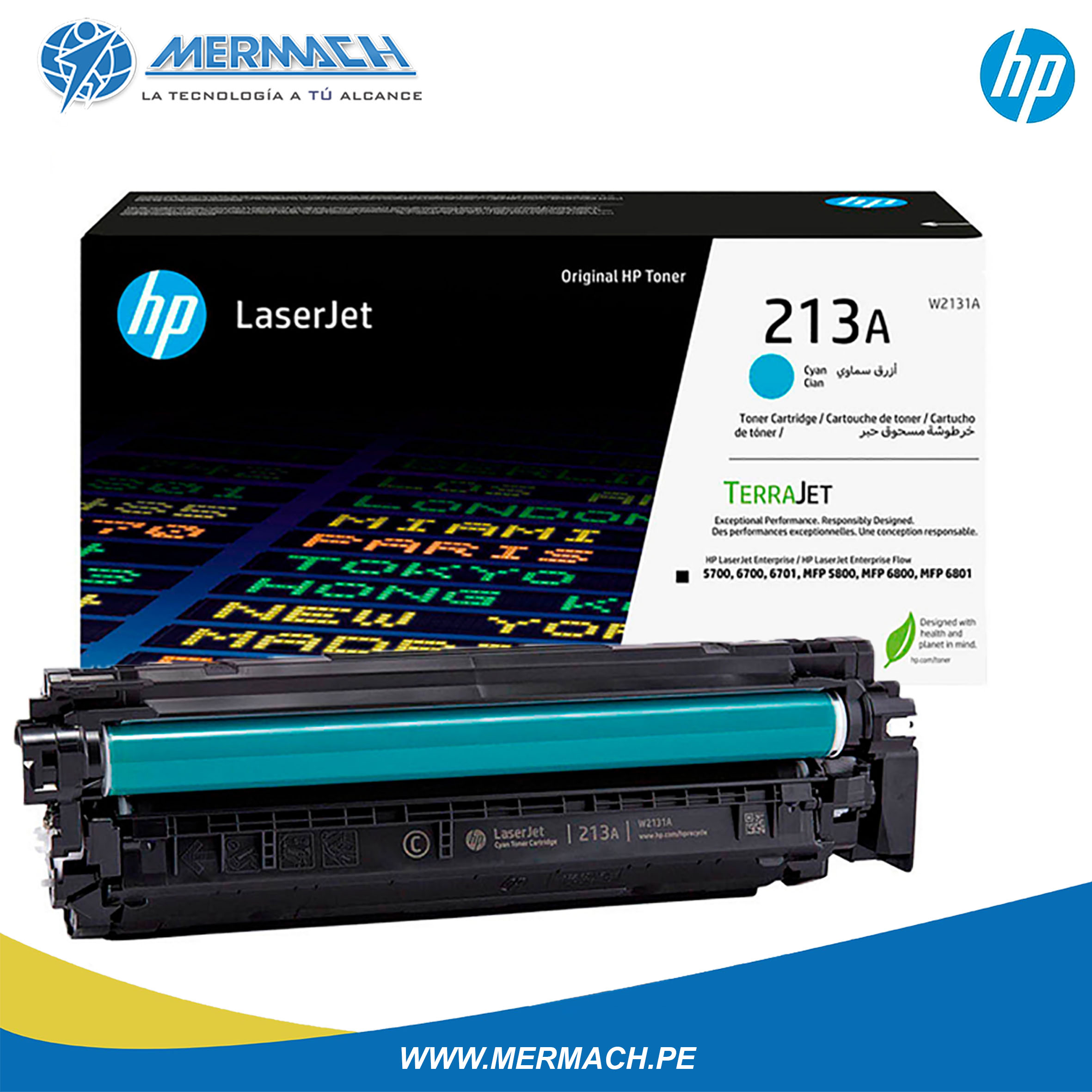 TONER HP 213A W2131A CYAN LASER JET ENTERPRISE 5700/5800 3,000PAG - Imagen 2