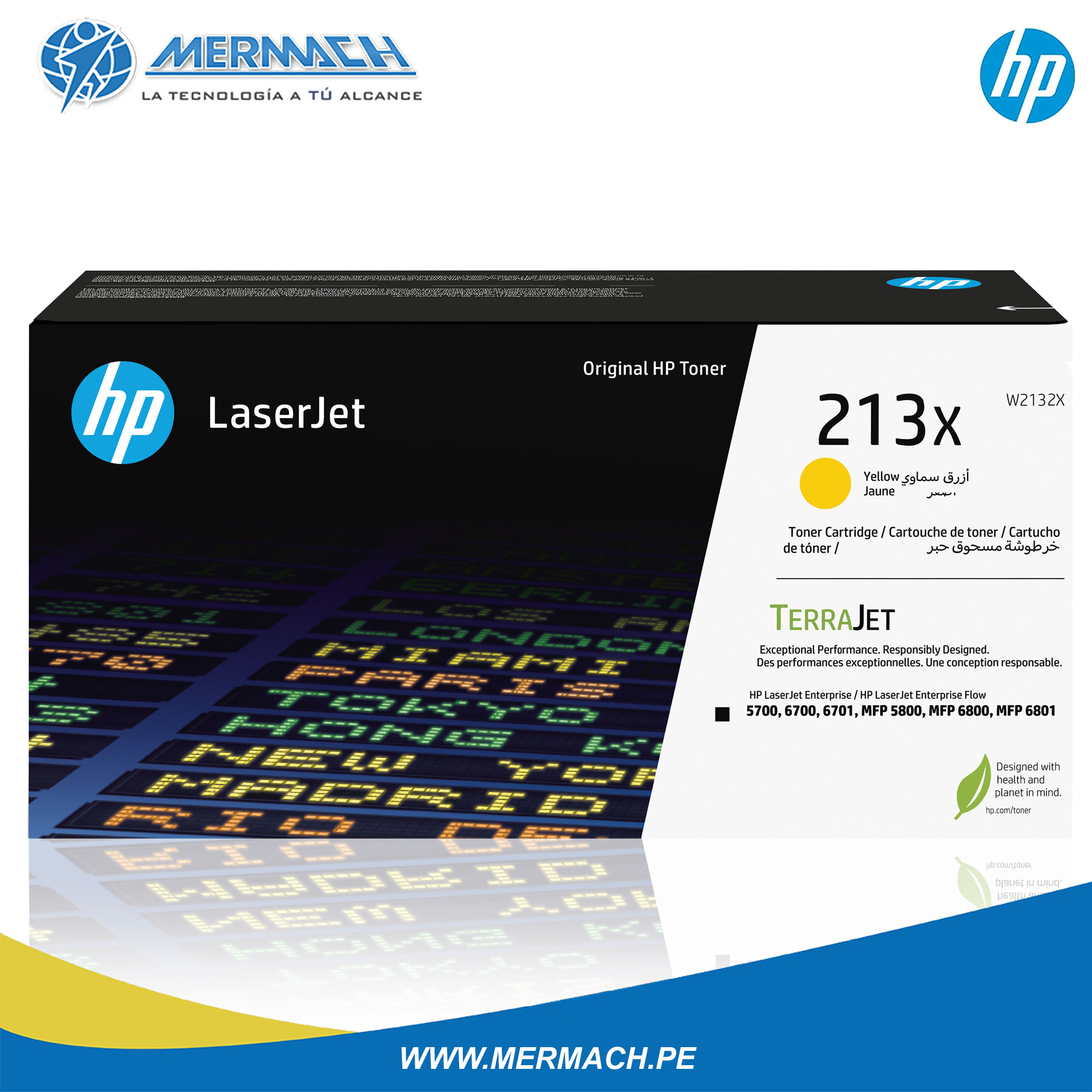 TONER HP 213X W2132X YELLOW LASER JET ENTERPRISE 5700/5800 6,000PAG