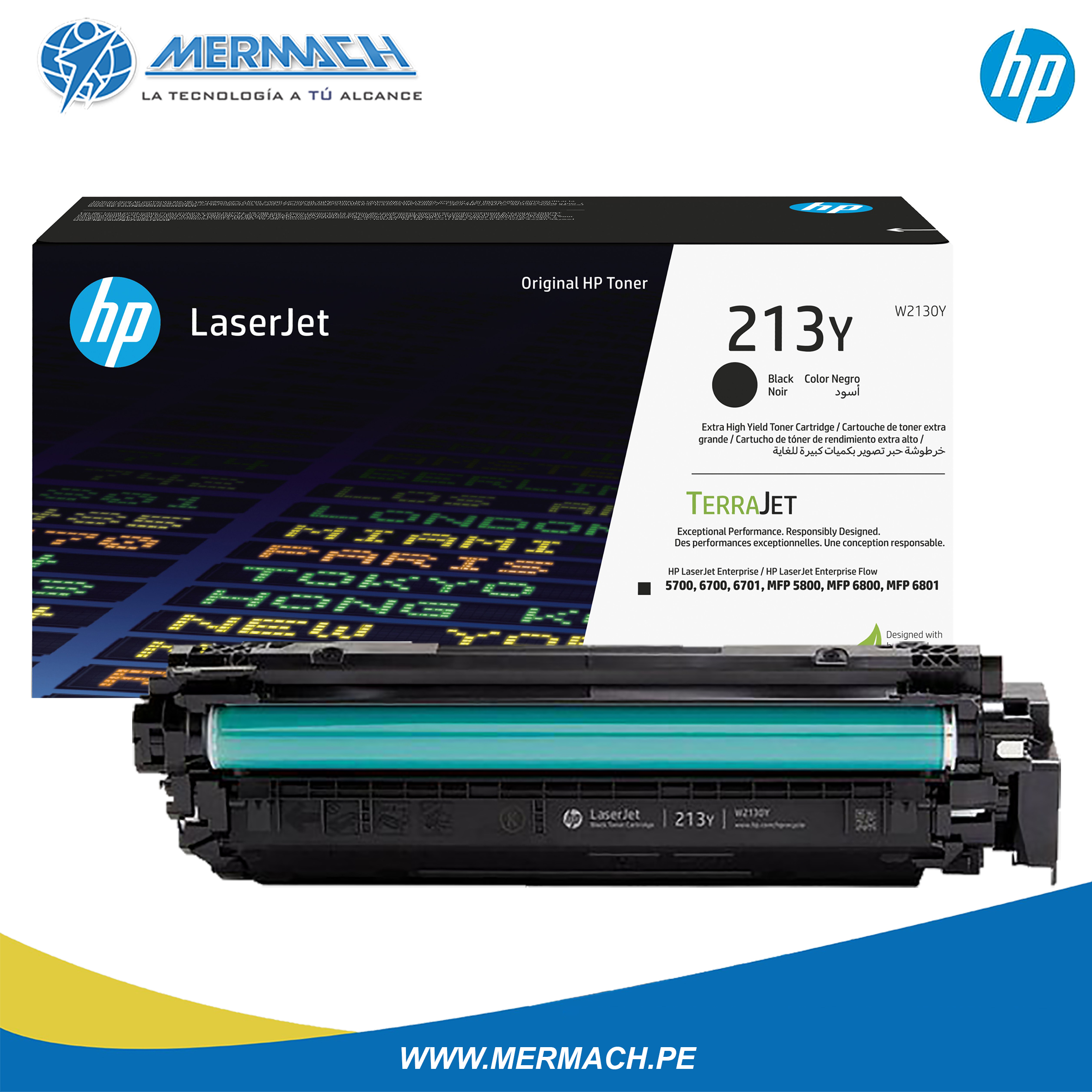 TONER HP 213A W2130A NEGRO LASER JET ENTERPRISE 5700/5800 3,500PAG - Imagen 2