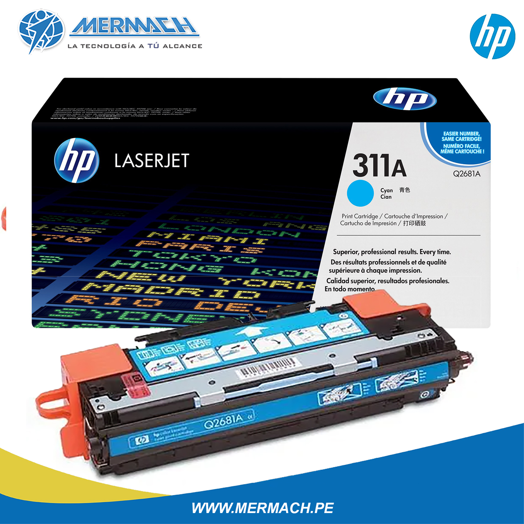 TONER HP 311A Q2681A CYAN COLOR LASERJET 3700 6K - Imagen 2