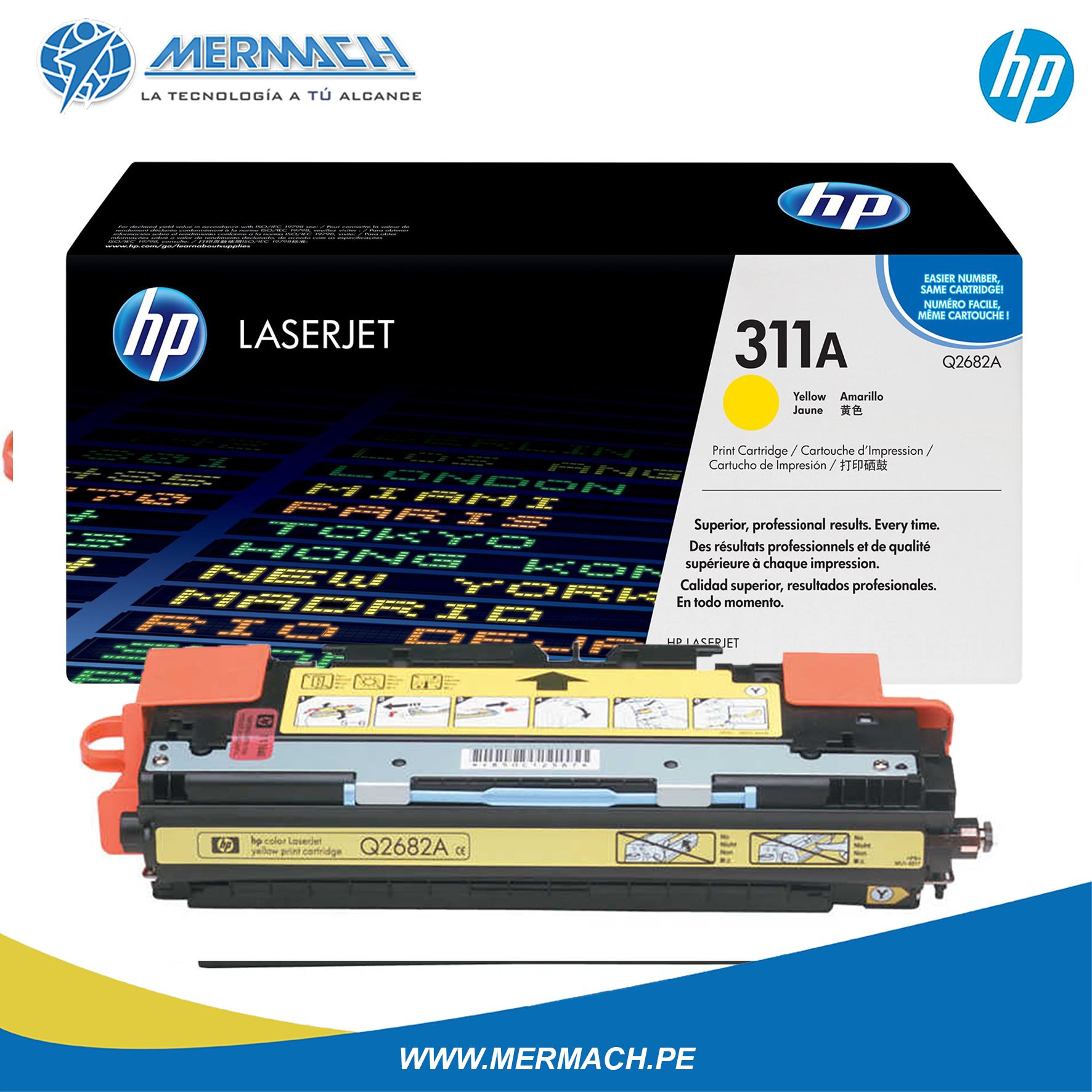 TONER HP 311A Q2682A YELLOW COLOR LASERJET 3700 6K - Imagen 2