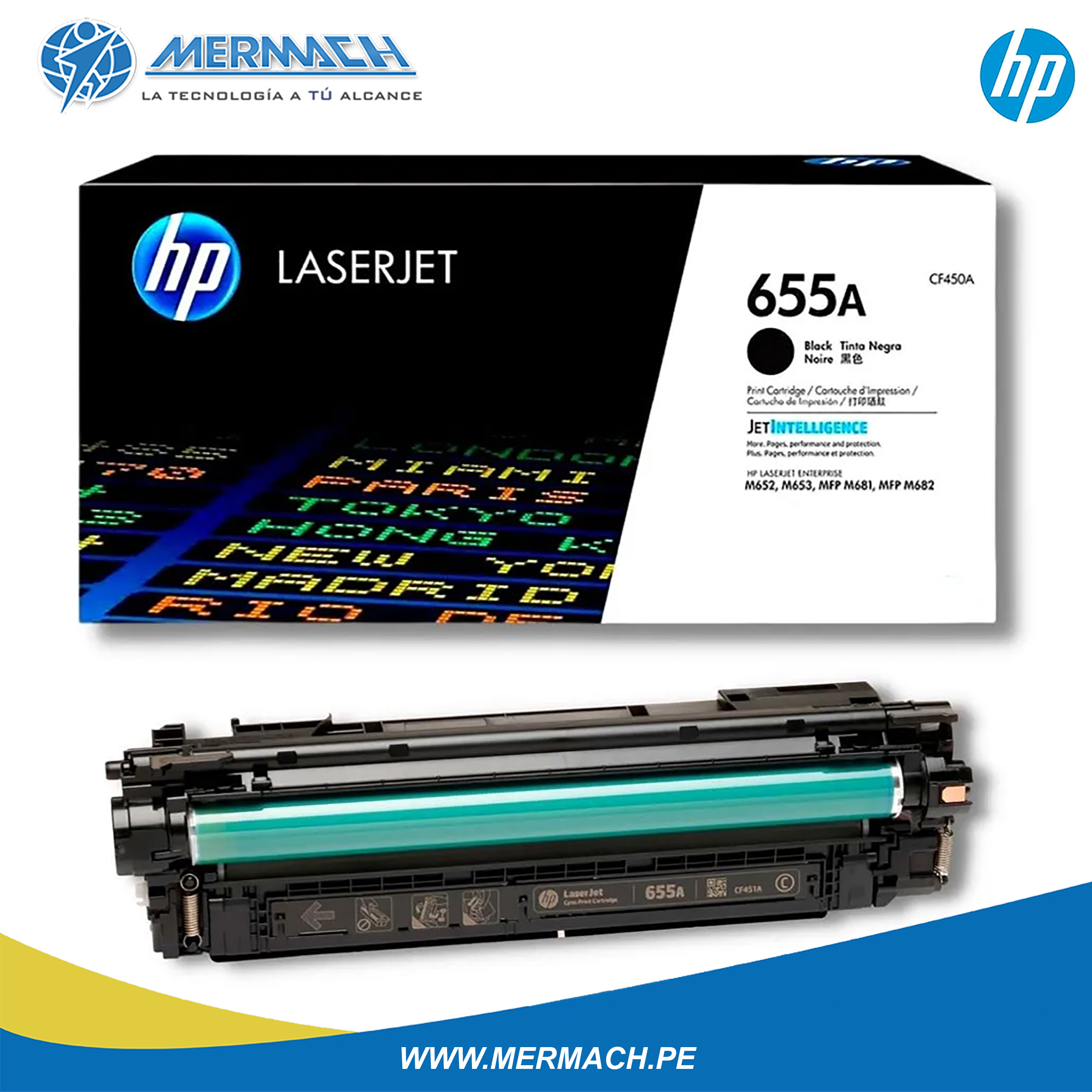 TONER HP 655A CF450A NEGRO COLOR LASERJET ENTERPRISE M652/M681 12.5K - Imagen 2