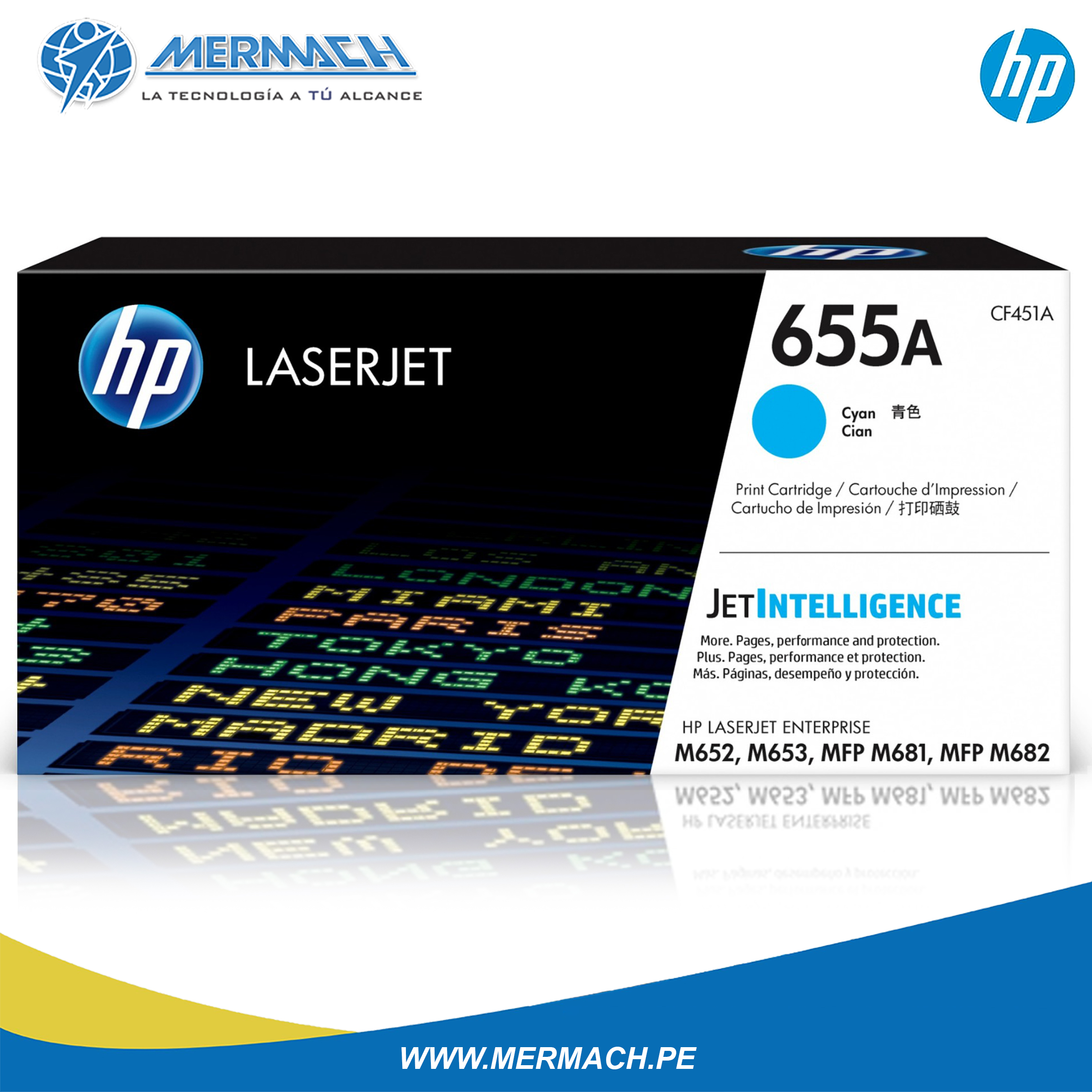 TONER HP 655A CF451A CYAN COLOR LASERJET ENTERPRISE M652/M681 10.5K