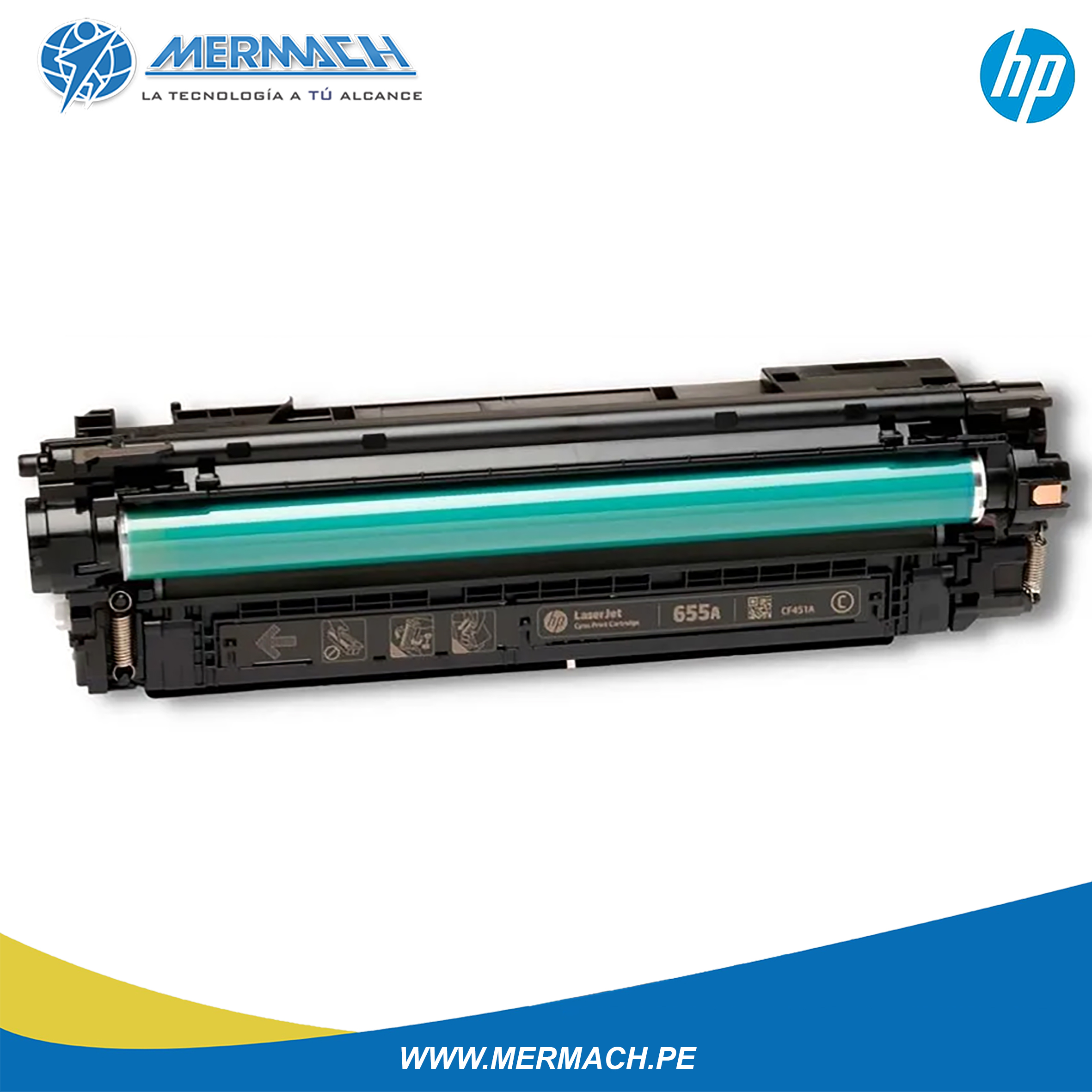 TONER HP 655A CF451A CYAN COLOR LASERJET ENTERPRISE M652/M681 10.5K - Imagen 3