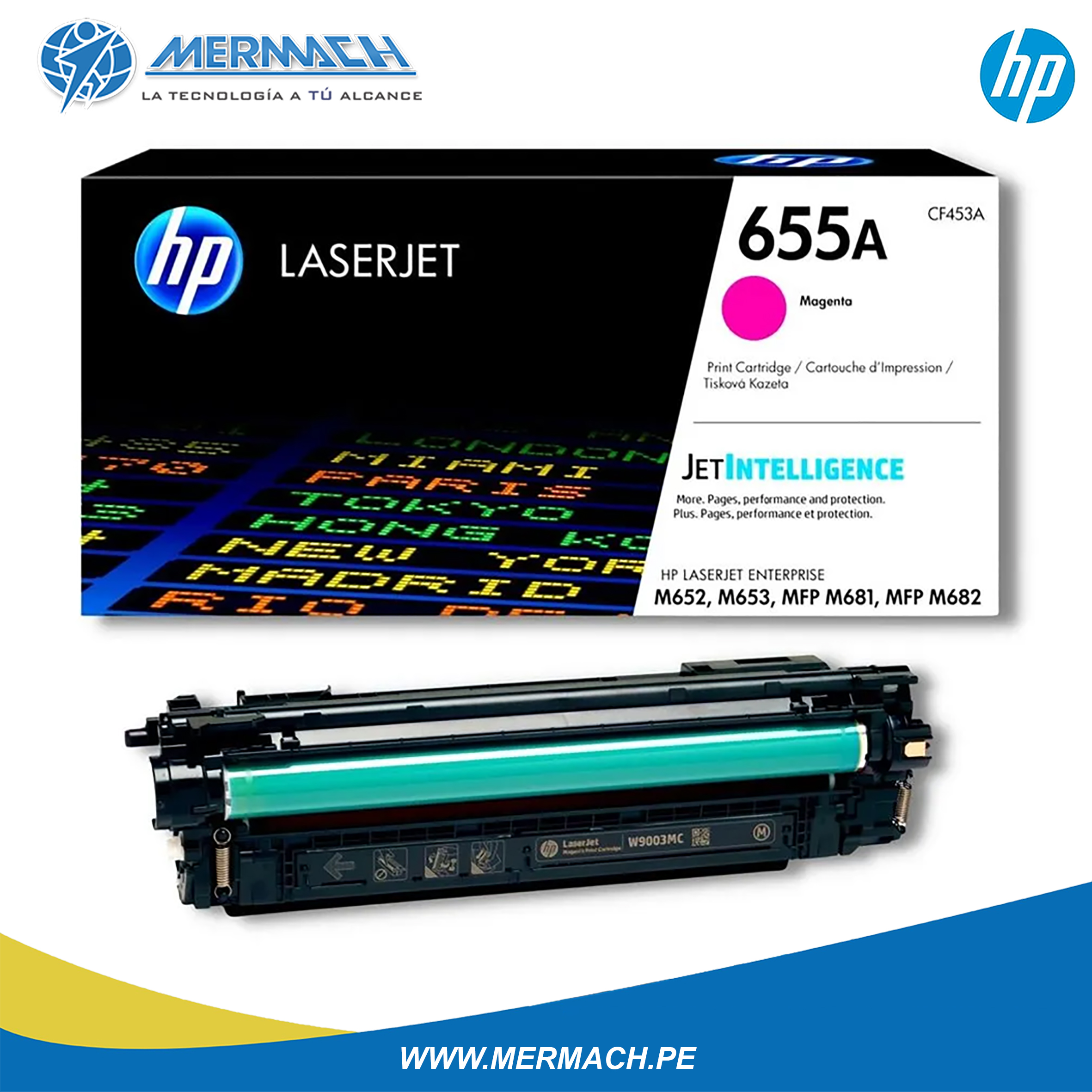 TONER HP 655A CF453A MAGENTA COLOR LASERJET ENTERPRISE M652/M681 10.5K - Imagen 2