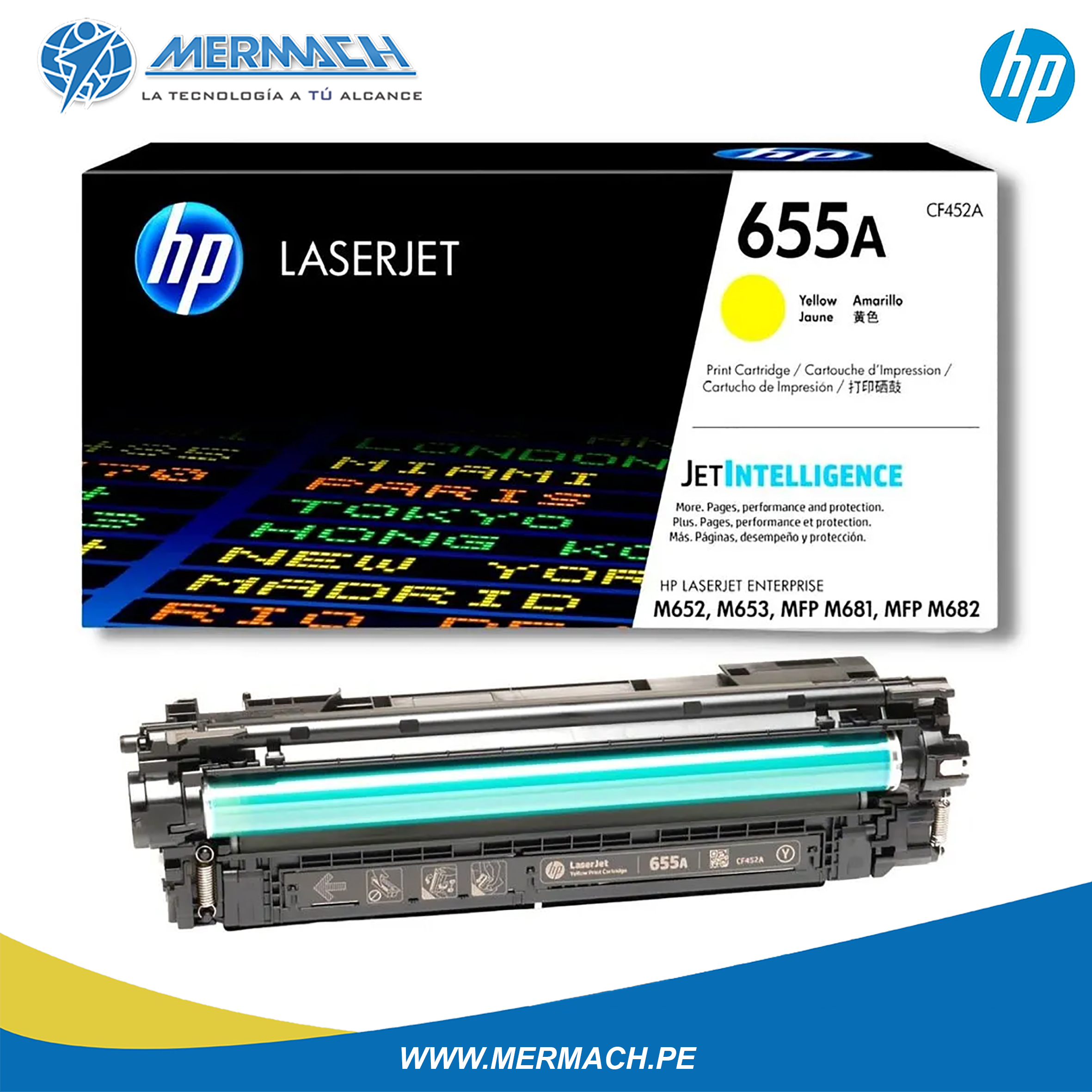 TONER HP 655A CF452A YELLOW COLOR LASERJET ENTERPRISE M652/M681 10.5K - Imagen 2