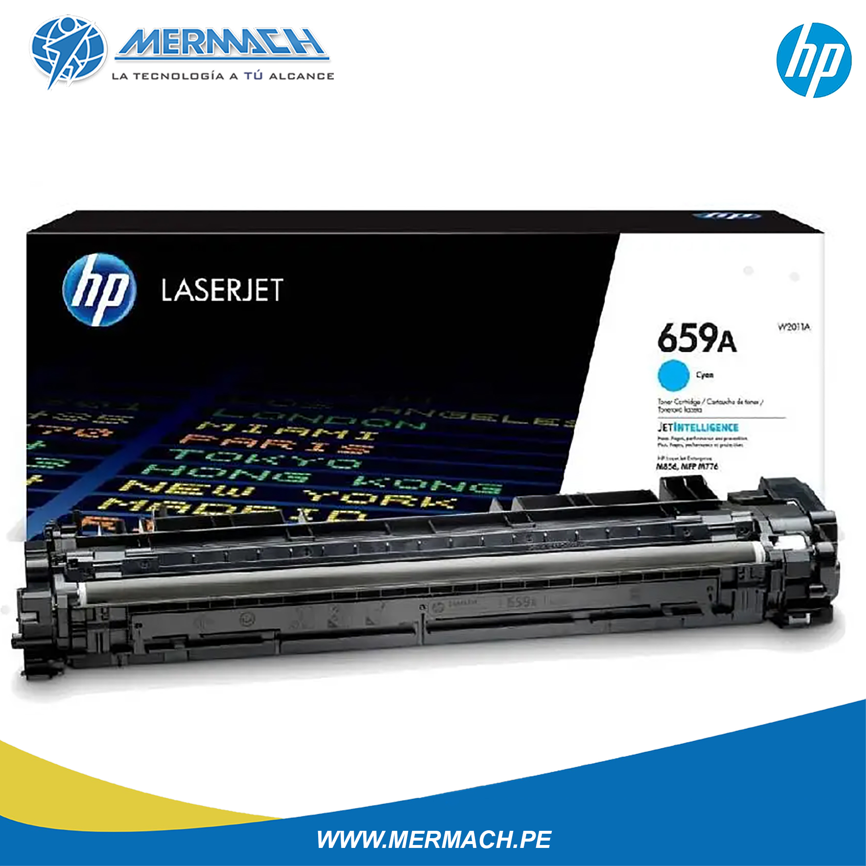 TONER HP 659A W2011A CYAN HP COLOR LASERJET M856 13K - Imagen 2