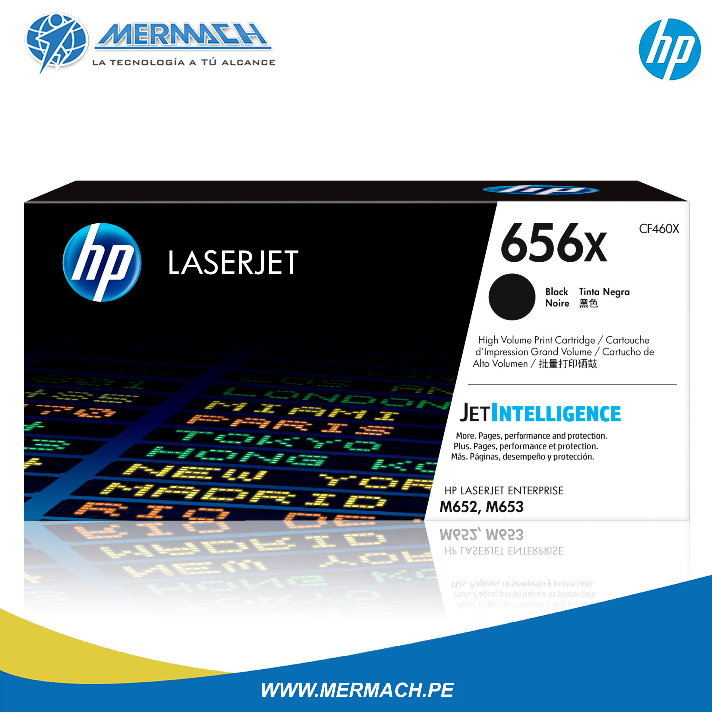 TONER HP 656X CF460X NEGRO COLOR LASERJET ENTERPRISE M652/M653 27K