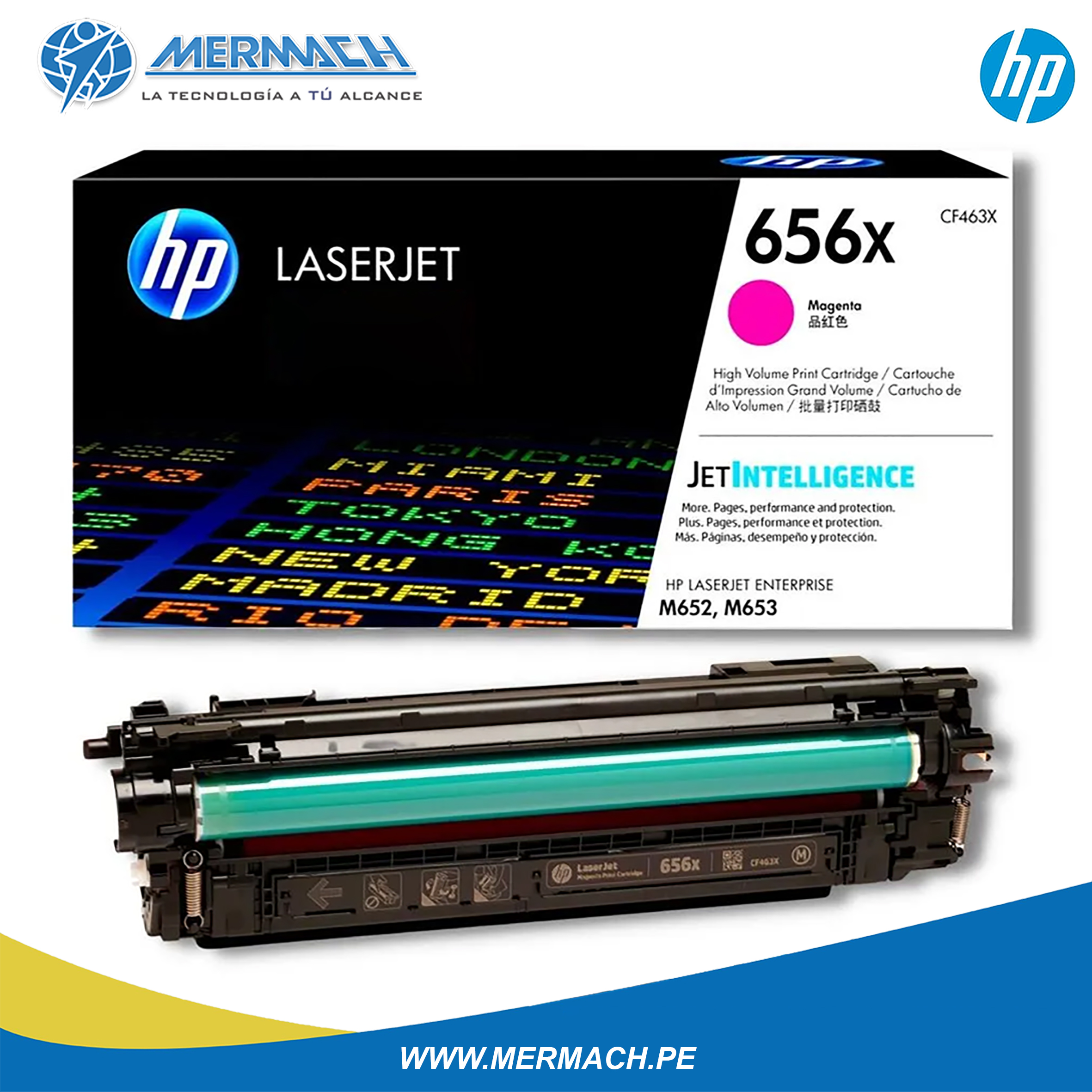 TONER HP 656X CF463X MAGENTA COLOR LASERJET ENTERPRISE M652/M653 22K - Imagen 2