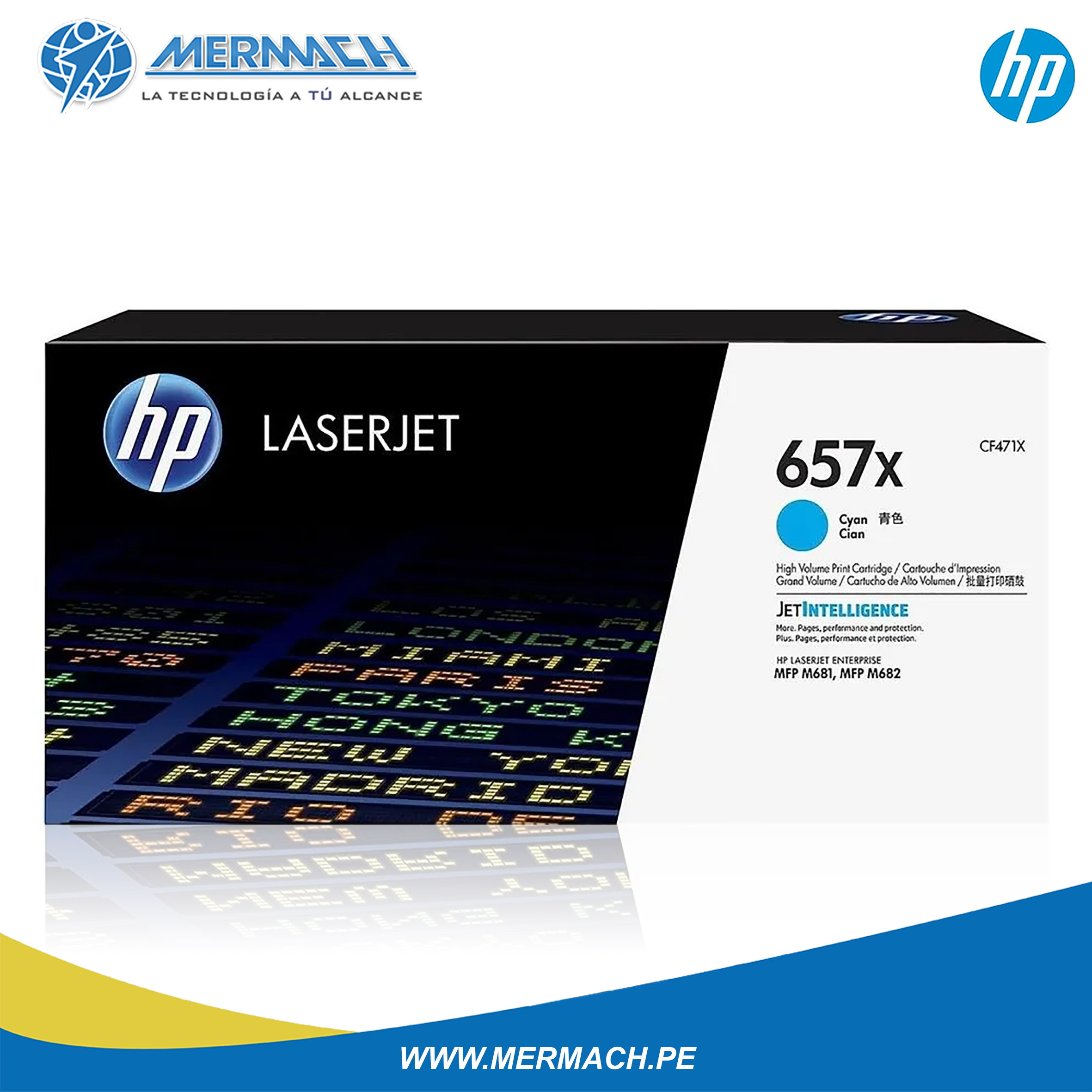 TONER HP 657X CF471X CYAN COLOR LASERJET ENTERPRISE M681/M682 23K