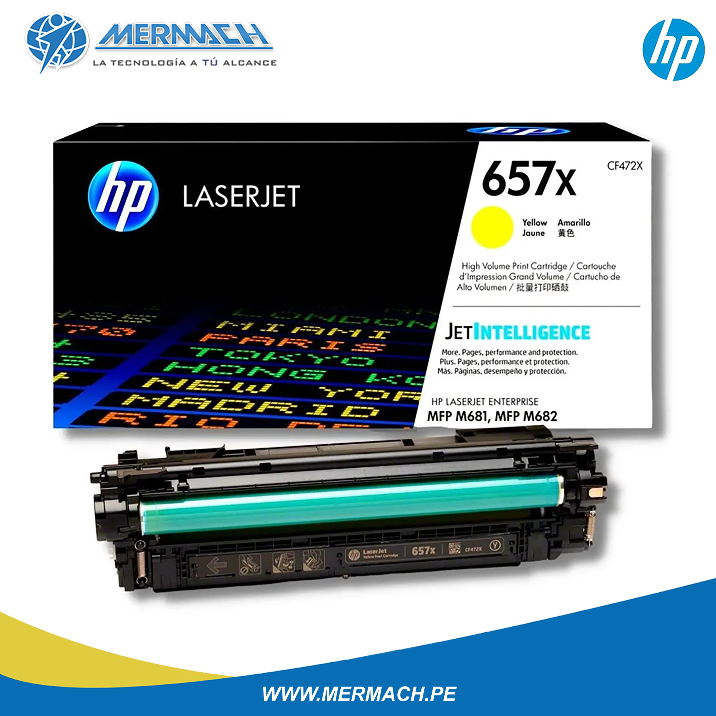 TONER HP 657X CF472X YELLOW COLOR LASERJET ENTERPRISE M681/M682 23K - Imagen 2